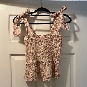 Floral Smocked Top with Bow Straps